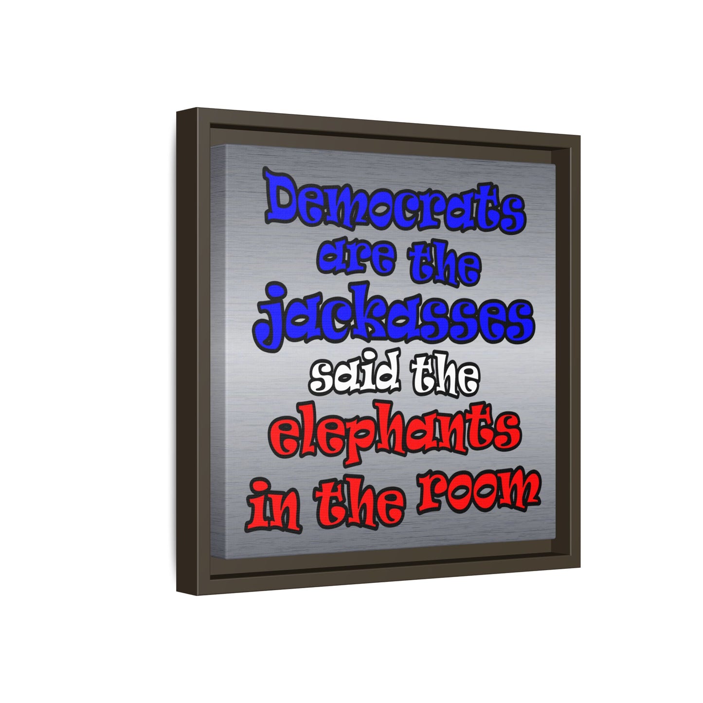 donkeys and elephants - framed canvas art (brushed nickel)