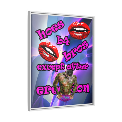 hoes b4 bros - framed canvas art (grey-pink wave)