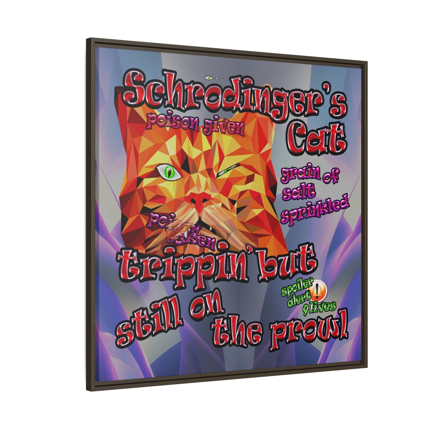 schrodinger's cat - framed canvas art (grey-pink wave)