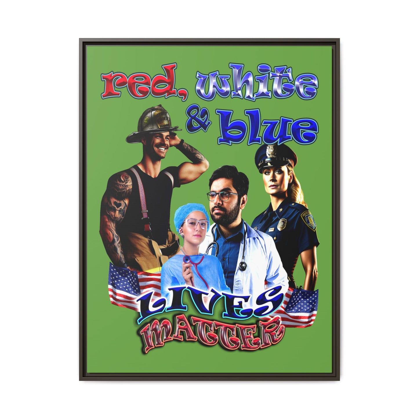 rw&b lives matter - framed canvas art (green)