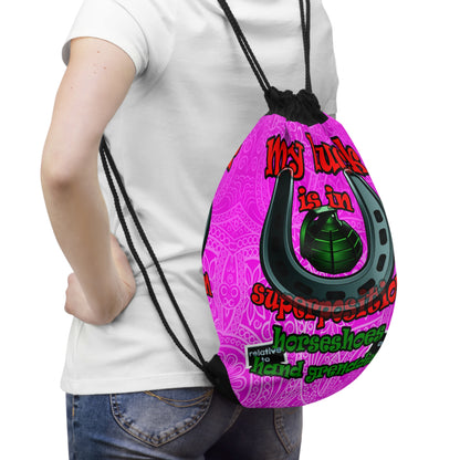 my luck - Drawstring Bag (pink swirl)