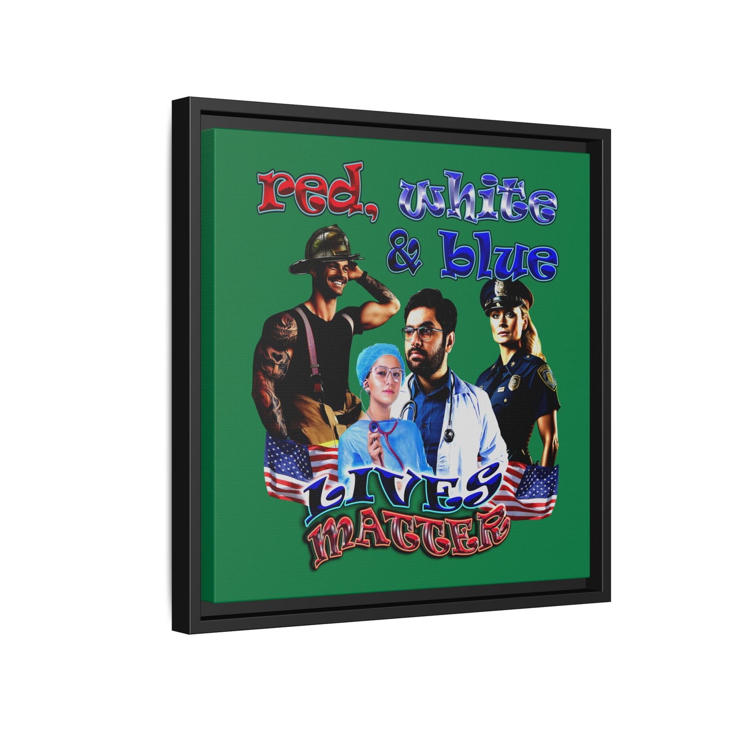 rw&b lives matter - framed canvas art (dark green)