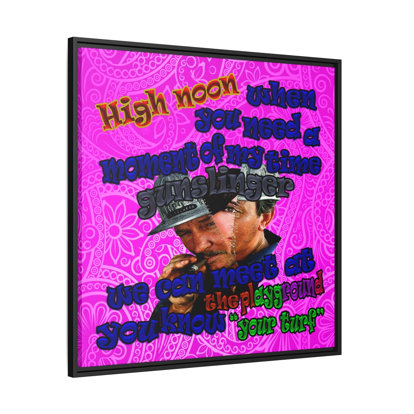high noon - framed canvas art (pink swirl)
