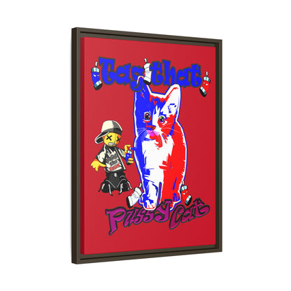 tag that - framed canvas art (dark red)