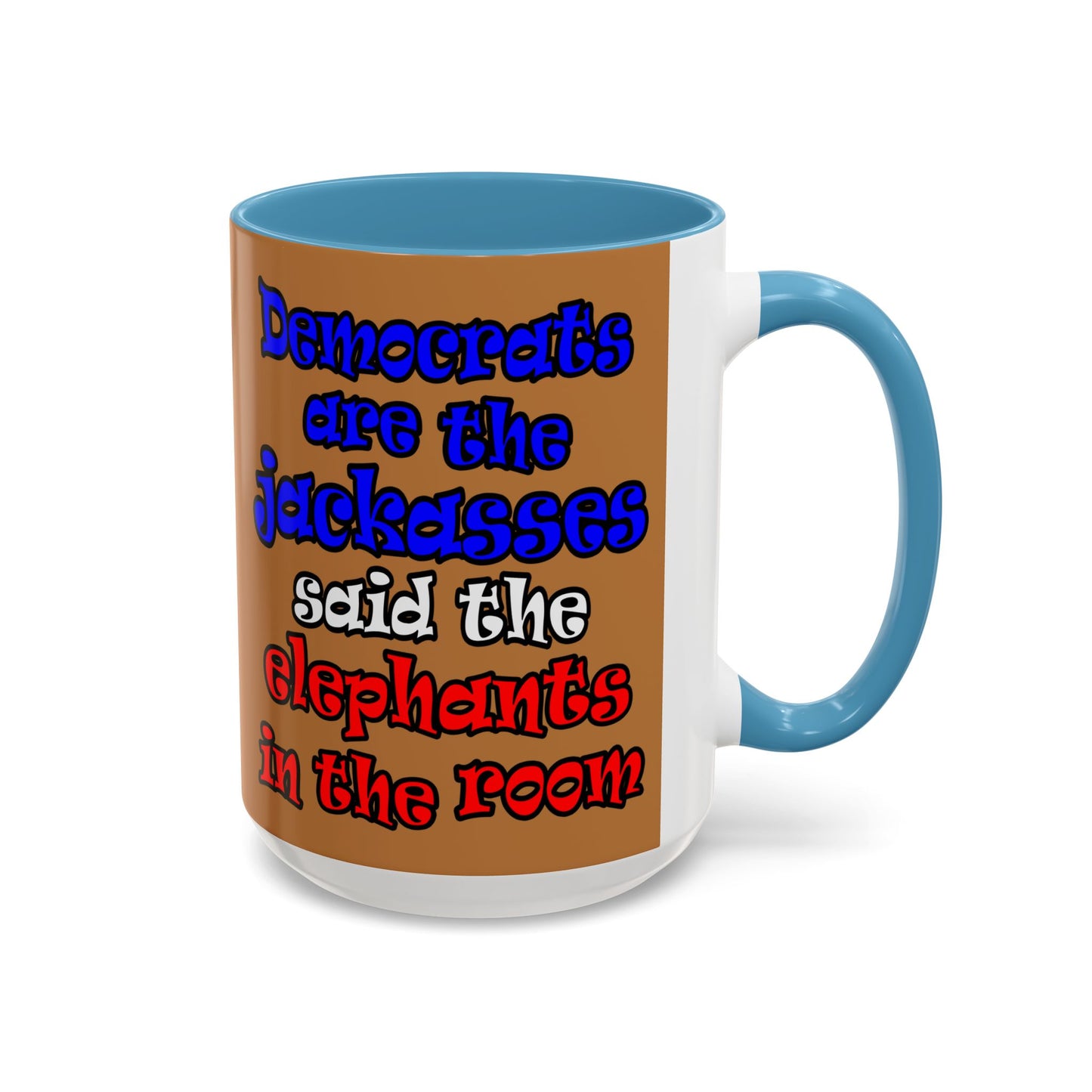 donkeys and elephants - Accent Mug (light brown)