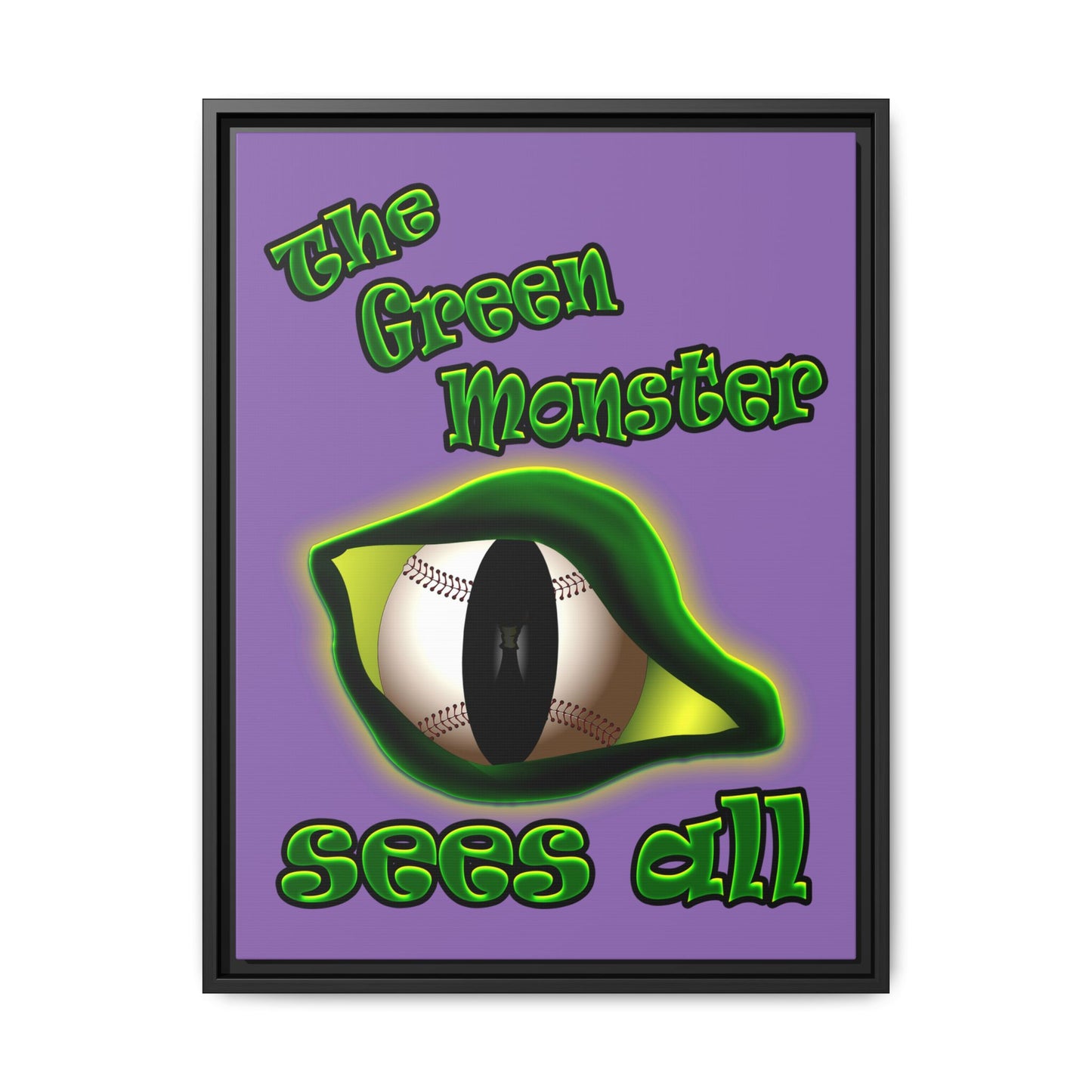 green monster - framed canvas art (light purple)
