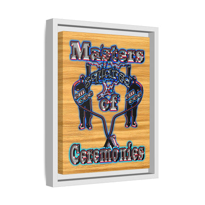 em cee squared - framed canvas art (butterscotch wood finish)