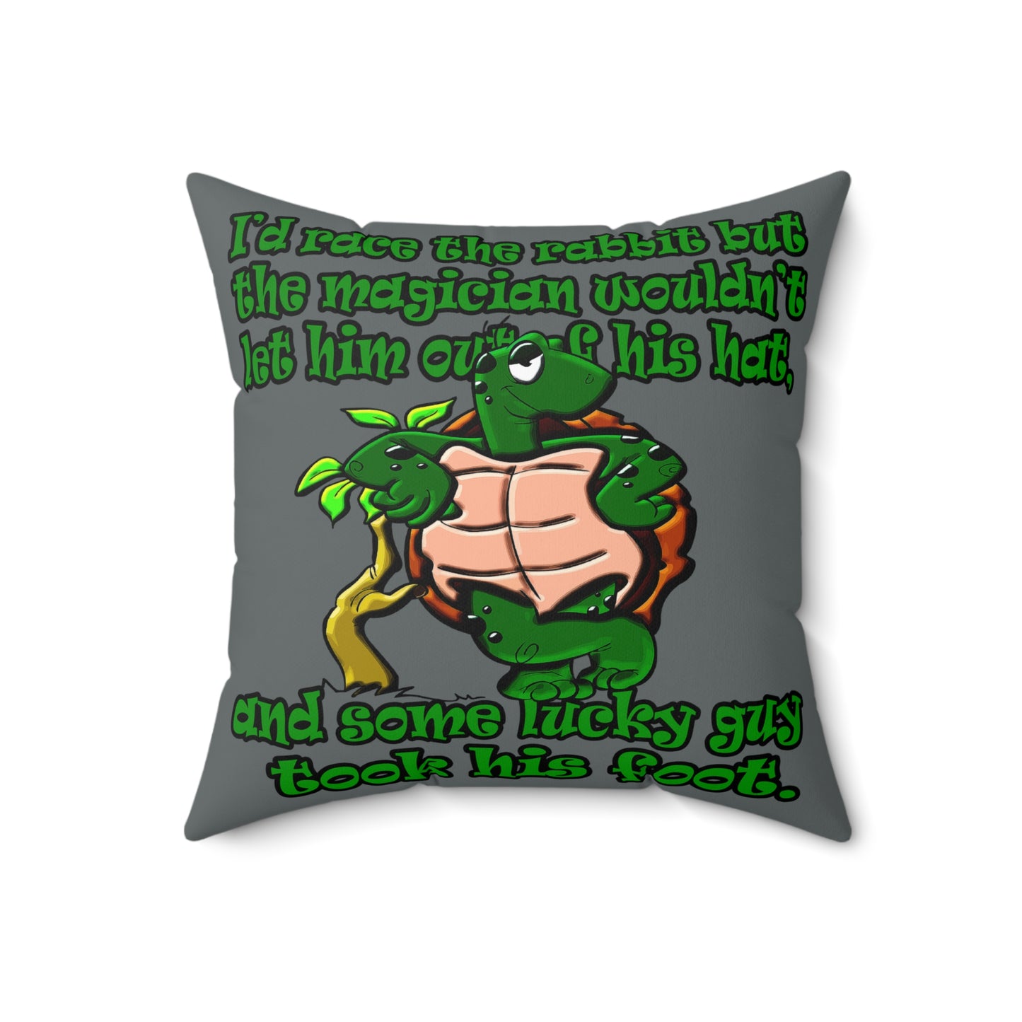 turtle race - Spun Polyester Square Pillow - (dark grey)