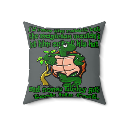 turtle race - Spun Polyester Square Pillow - (dark grey)