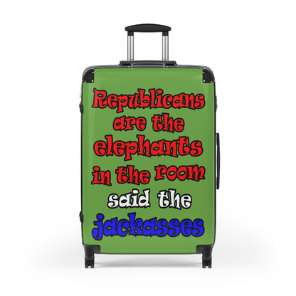 donkeys and elephants - Suitcase (green)