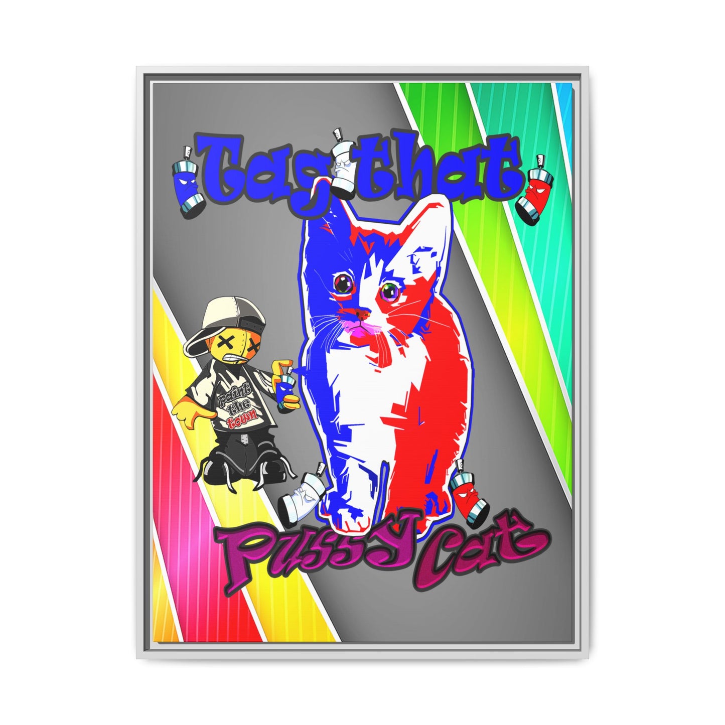 tag that - framed canvas art (rainbow split)