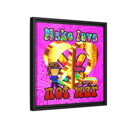 love peace - framed canvas art (pink swirl)