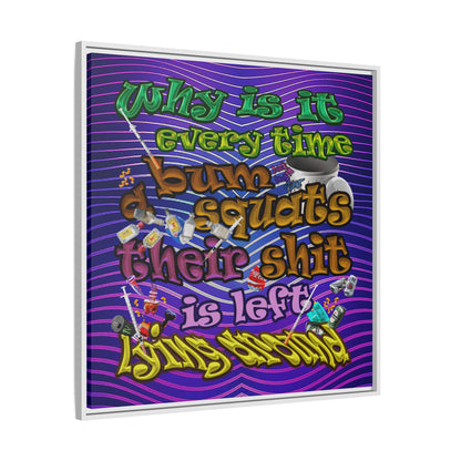 the bum's shit - framed canvas art (purple wave)