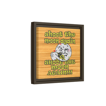 shoot the moon again - framed canvas art (butterscotch wood finish)