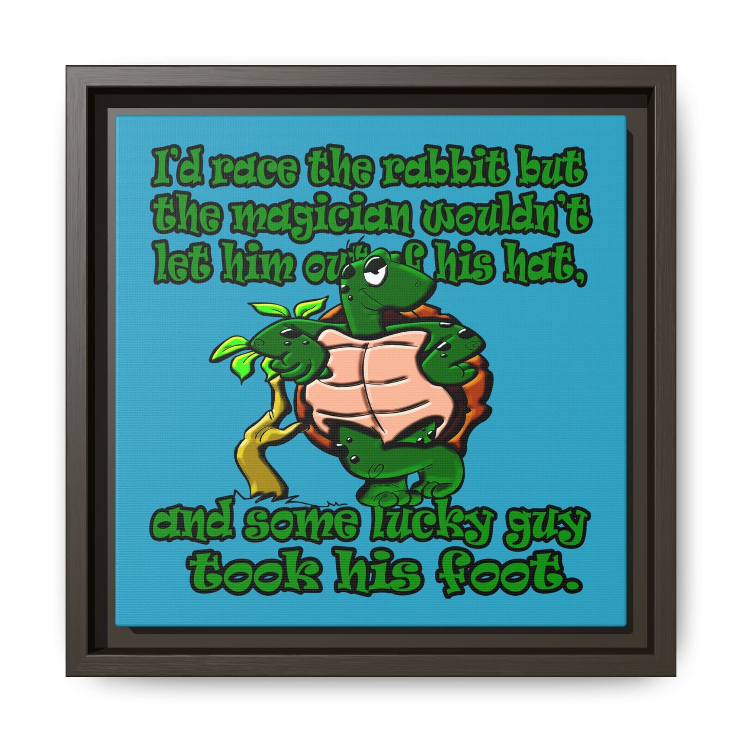 turtle race - framed canvas art (turquoise)