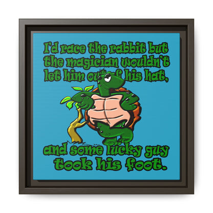 turtle race - framed canvas art (turquoise)
