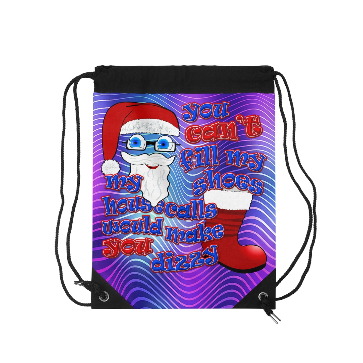 santa's shoes - Drawstring Bag (purple wave)