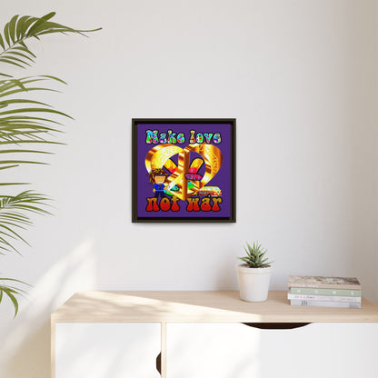 love peace - framed canvas art (purple)