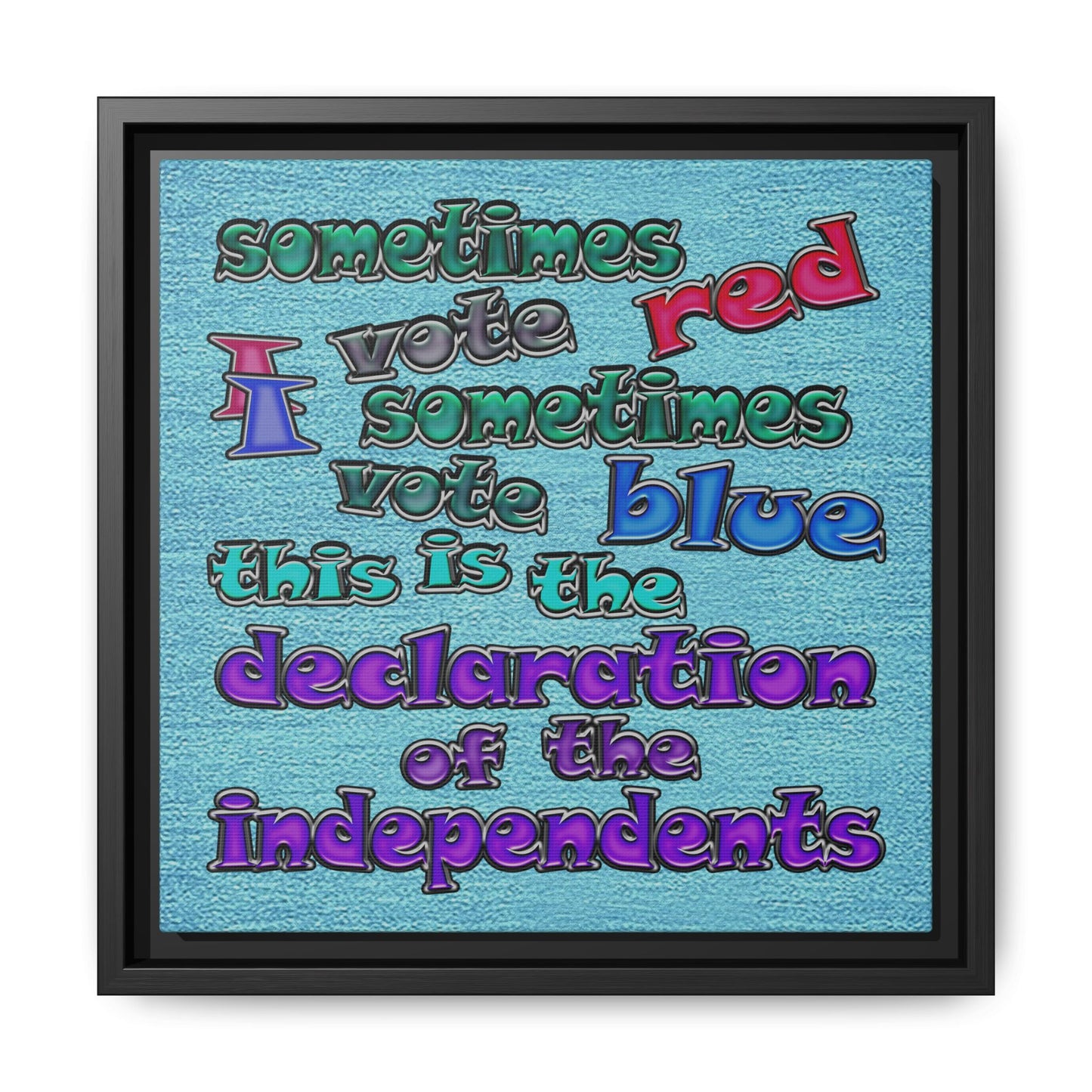 declaration of the independents - framed canvas art (faded blue)