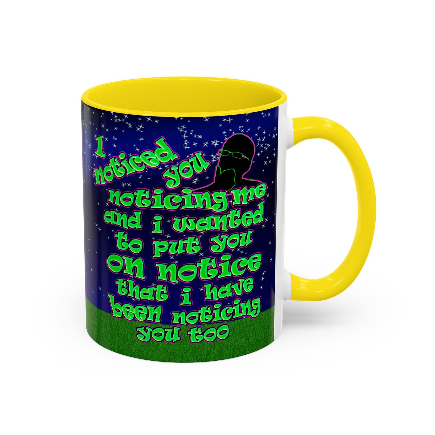 noticed you noticing - Accent Mug ('snoops' background)