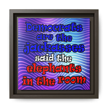 donkeys and elephants - framed canvas art (purple wave)