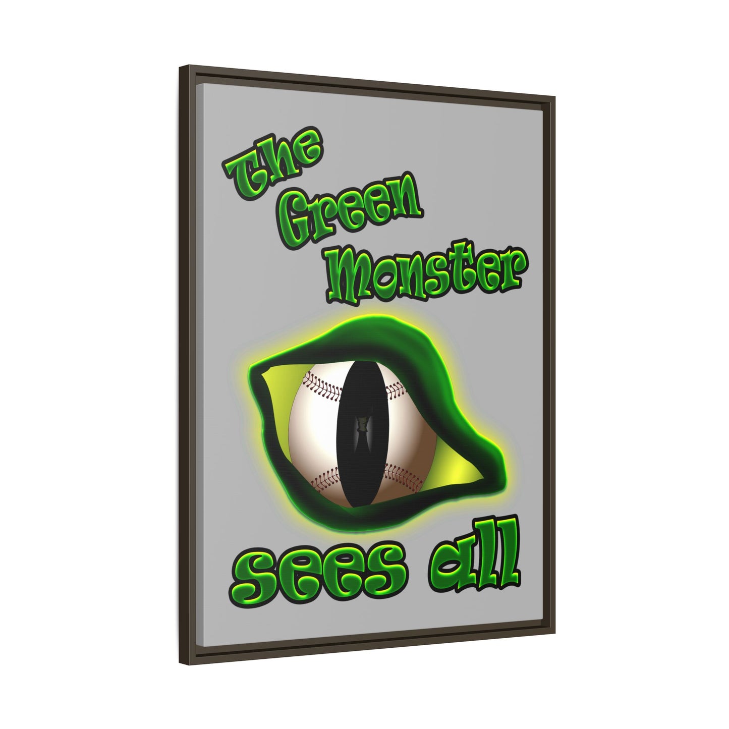 green monster - framed canvas art (light grey)