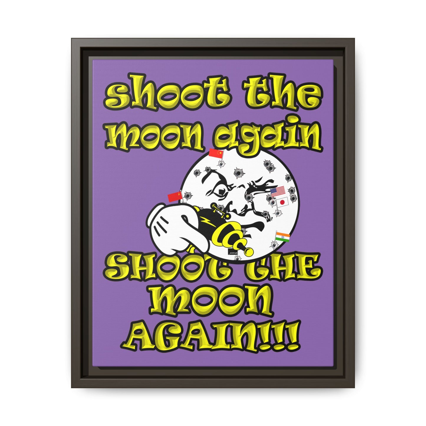 shoot the moon again - framed canvas art (light purple)