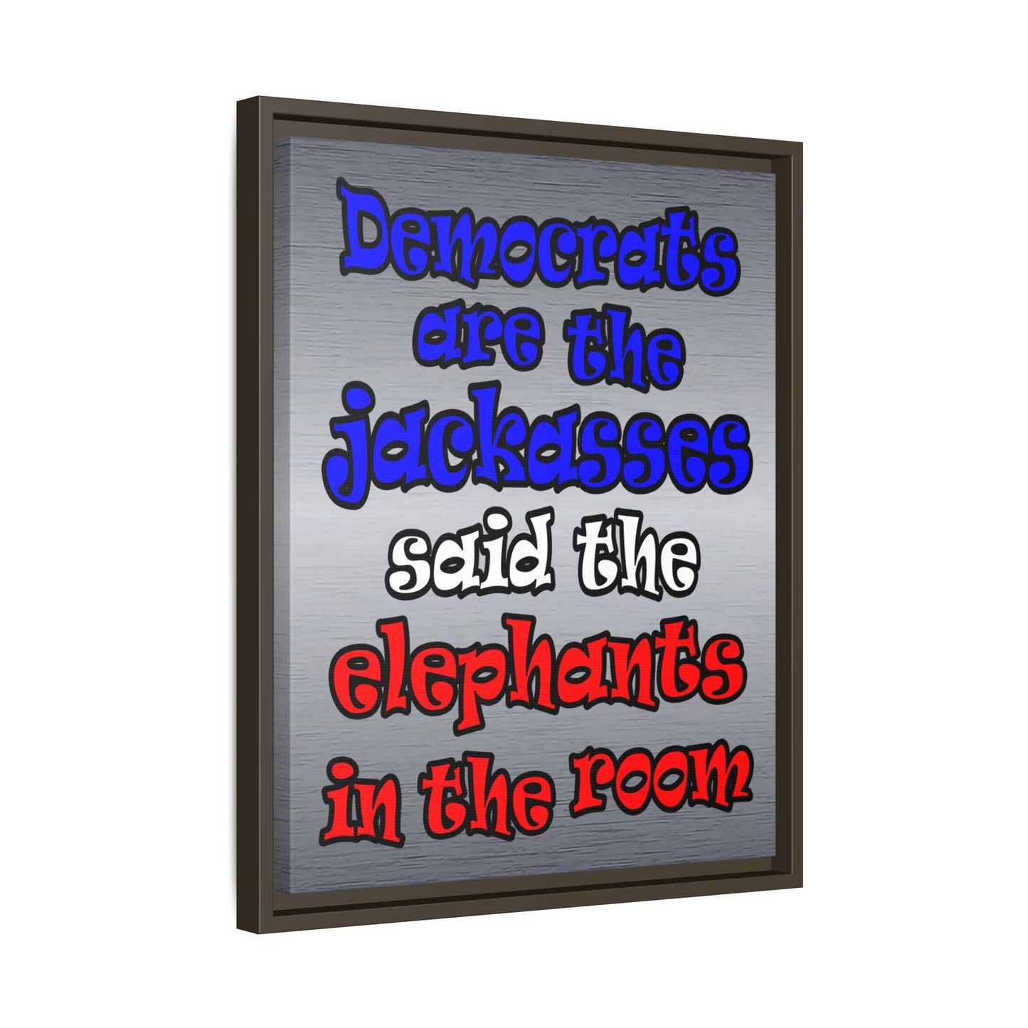 donkeys and elephants - framed canvas art (brushed nickel)