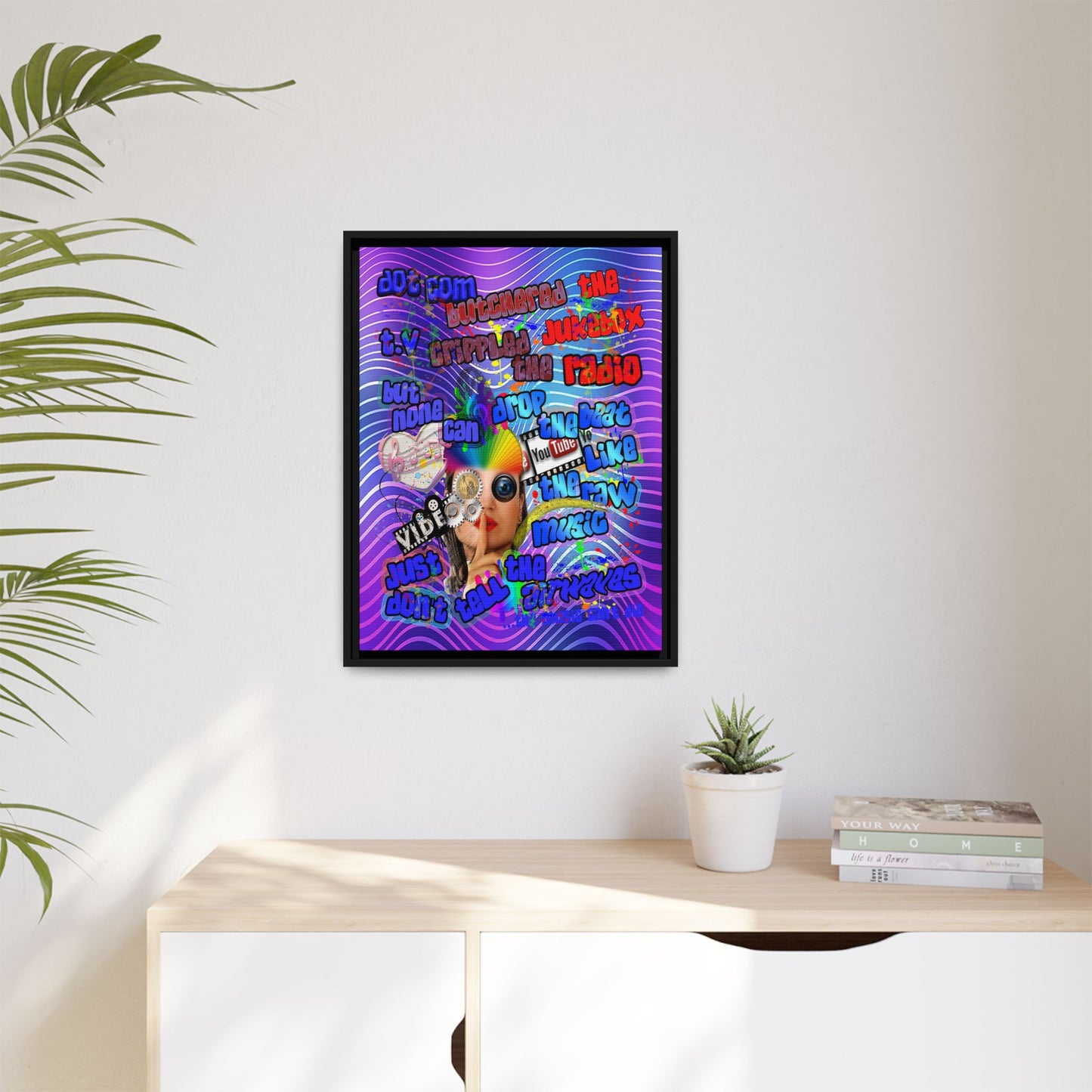 drop the beat - framed canvas art (purple wave)