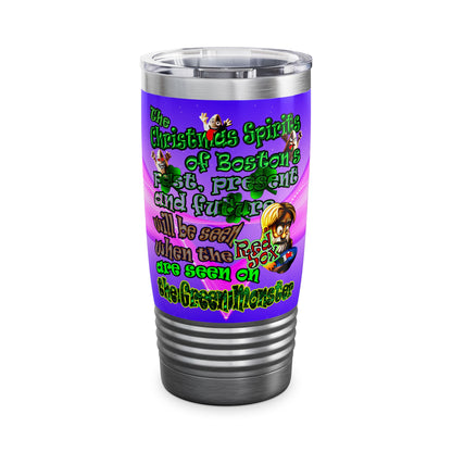 christmas spirits of boston - Ringneck Tumbler, 20oz (purple-pink wave)