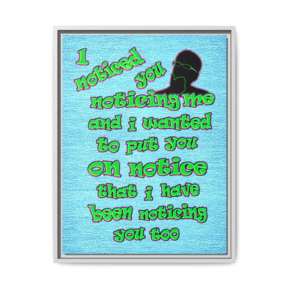 noticed you noticing - framed canvas art (faded blue)