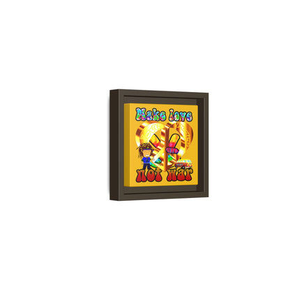 love peace - framed canvas art (yellow)