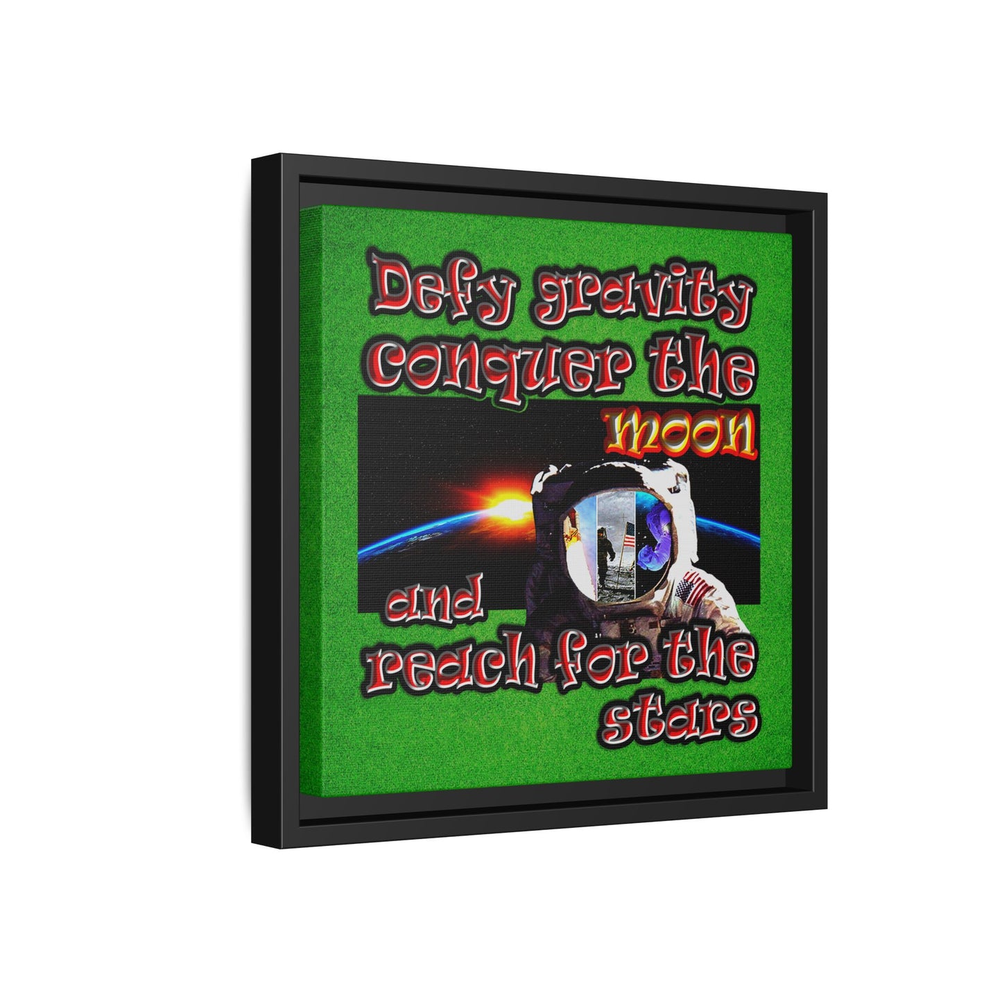 defy conquer reach - framed canvas art (green turf)
