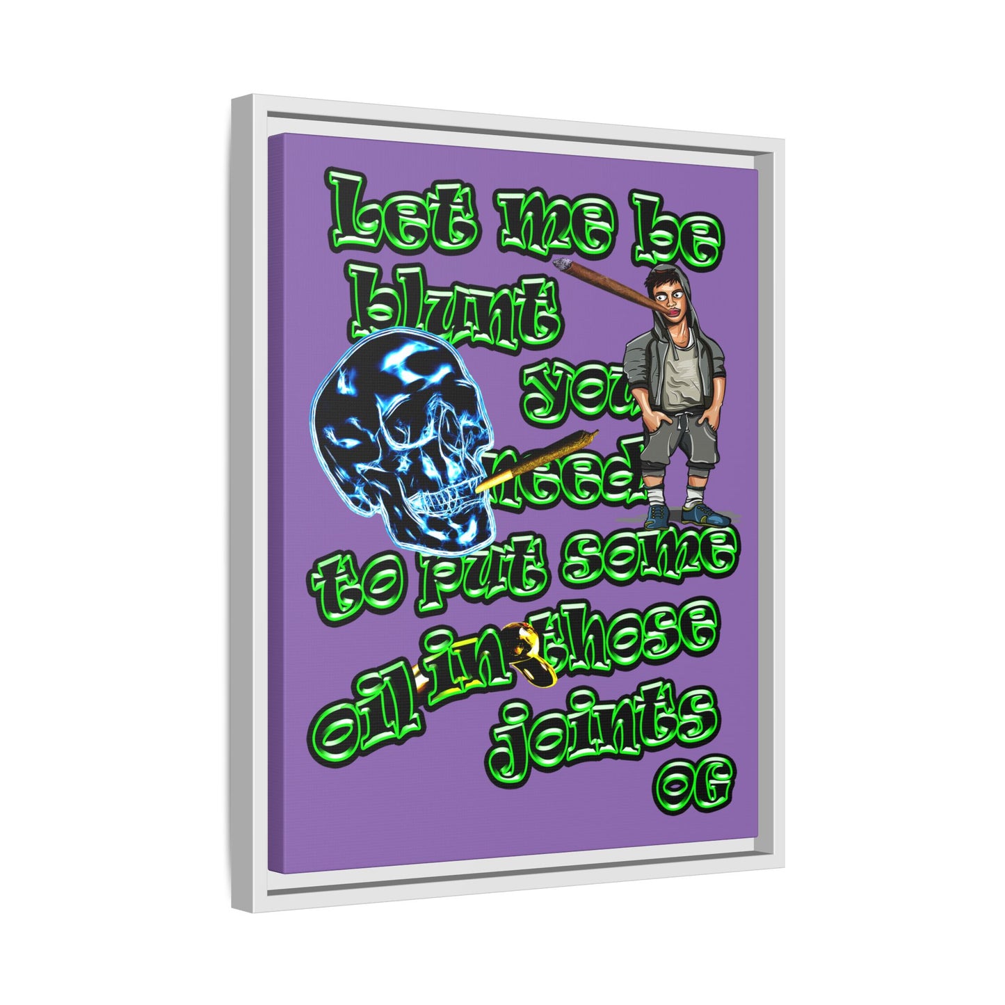 og - framed canvas art (light purple)