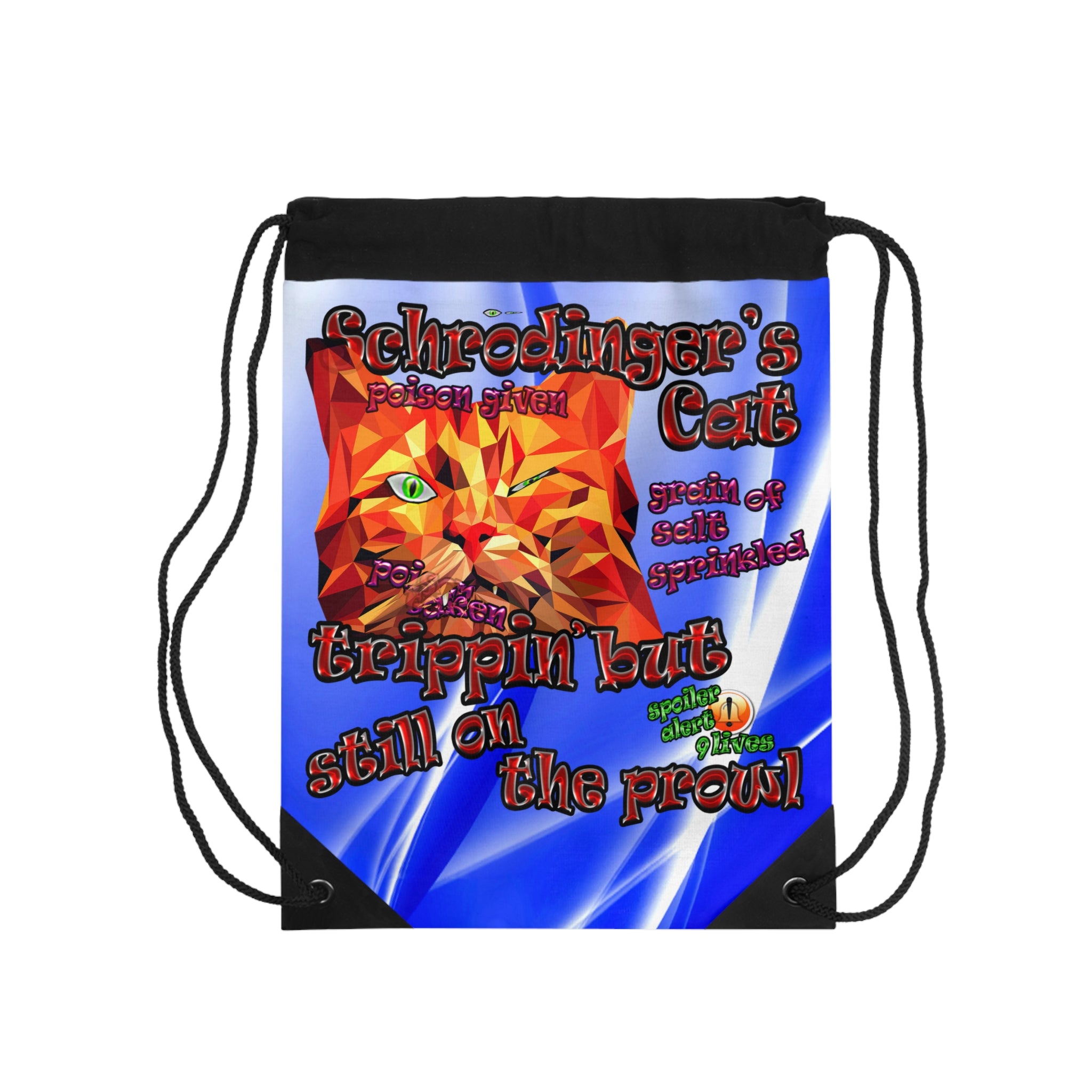 schrodinger's cat - Drawstring Bag (blue-white wave)
