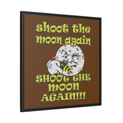 shoot the moon again - framed canvas art (brown)