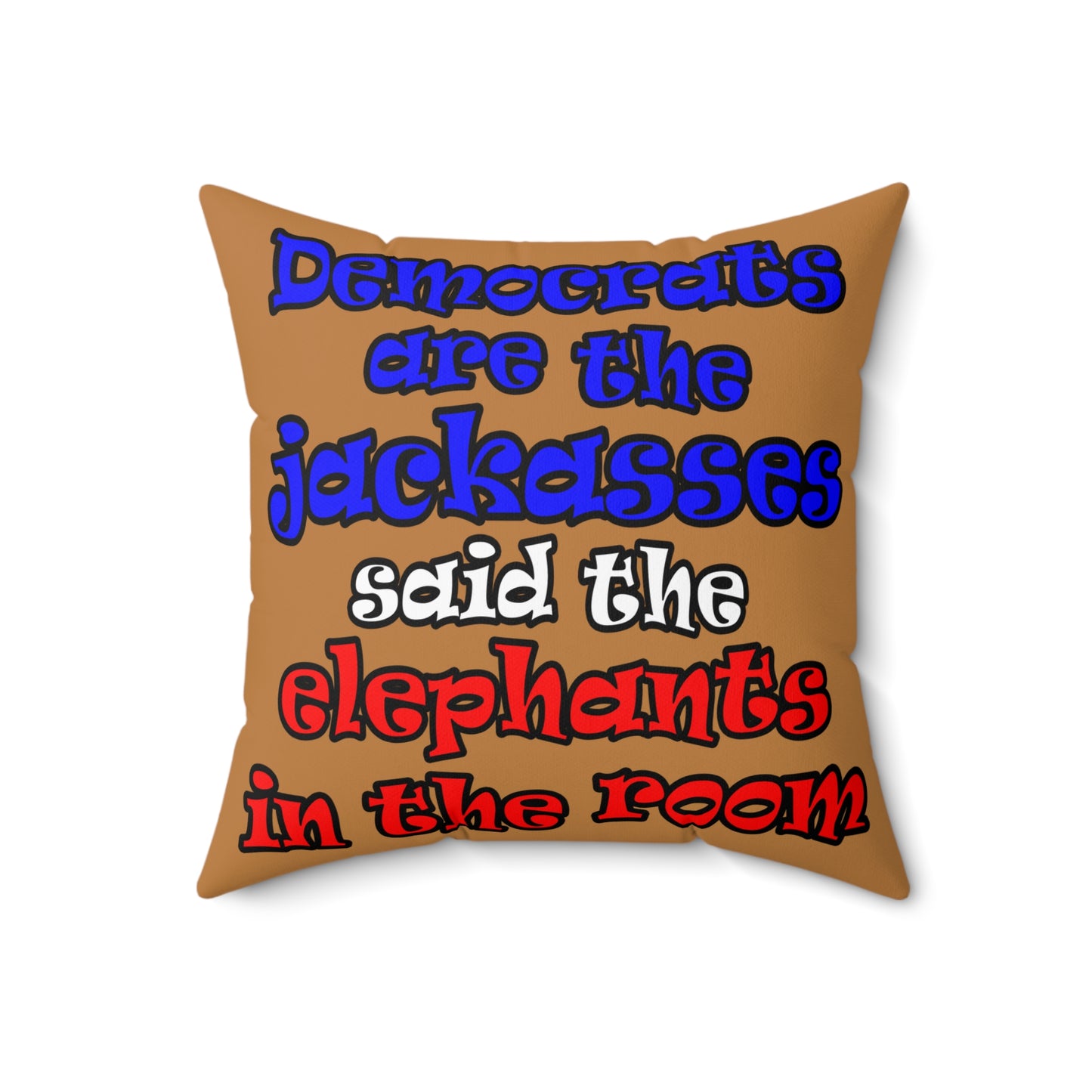 donkeys and elephants - Spun Polyester Square Pillow - (light brown)