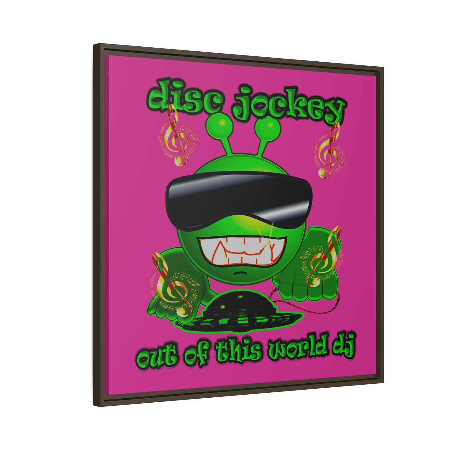 disc jockey - framed canvas art (pink)