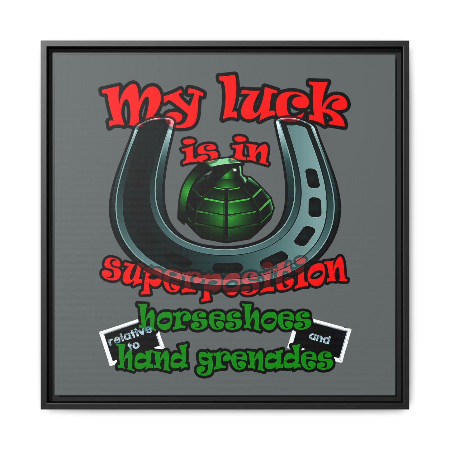 my luck - framed canvas art (dark grey)