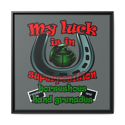 my luck - framed canvas art (dark grey)