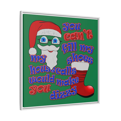 santa's shoes - framed canvas art (dark green)