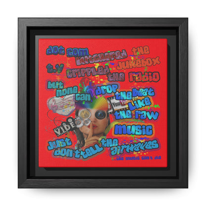 drop the beat - framed canvas art (red)