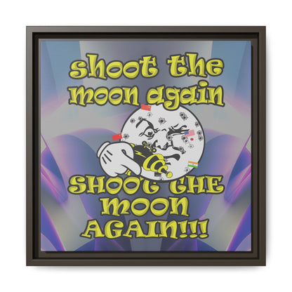 shoot the moon again - framed canvas art (grey-pink wave)