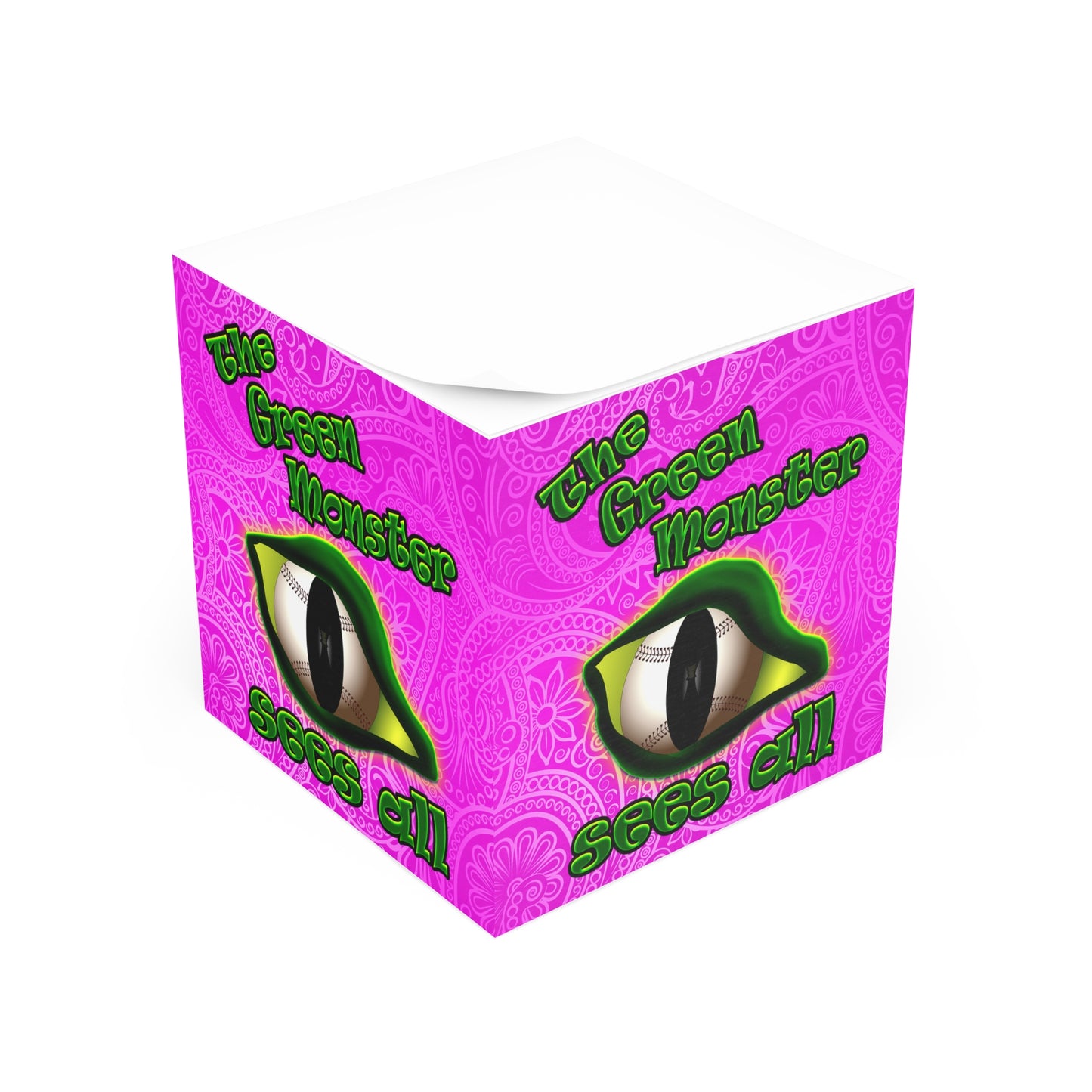 green monster - note cube (pink swirl)