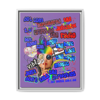 drop the beat - framed canvas art (light purple)
