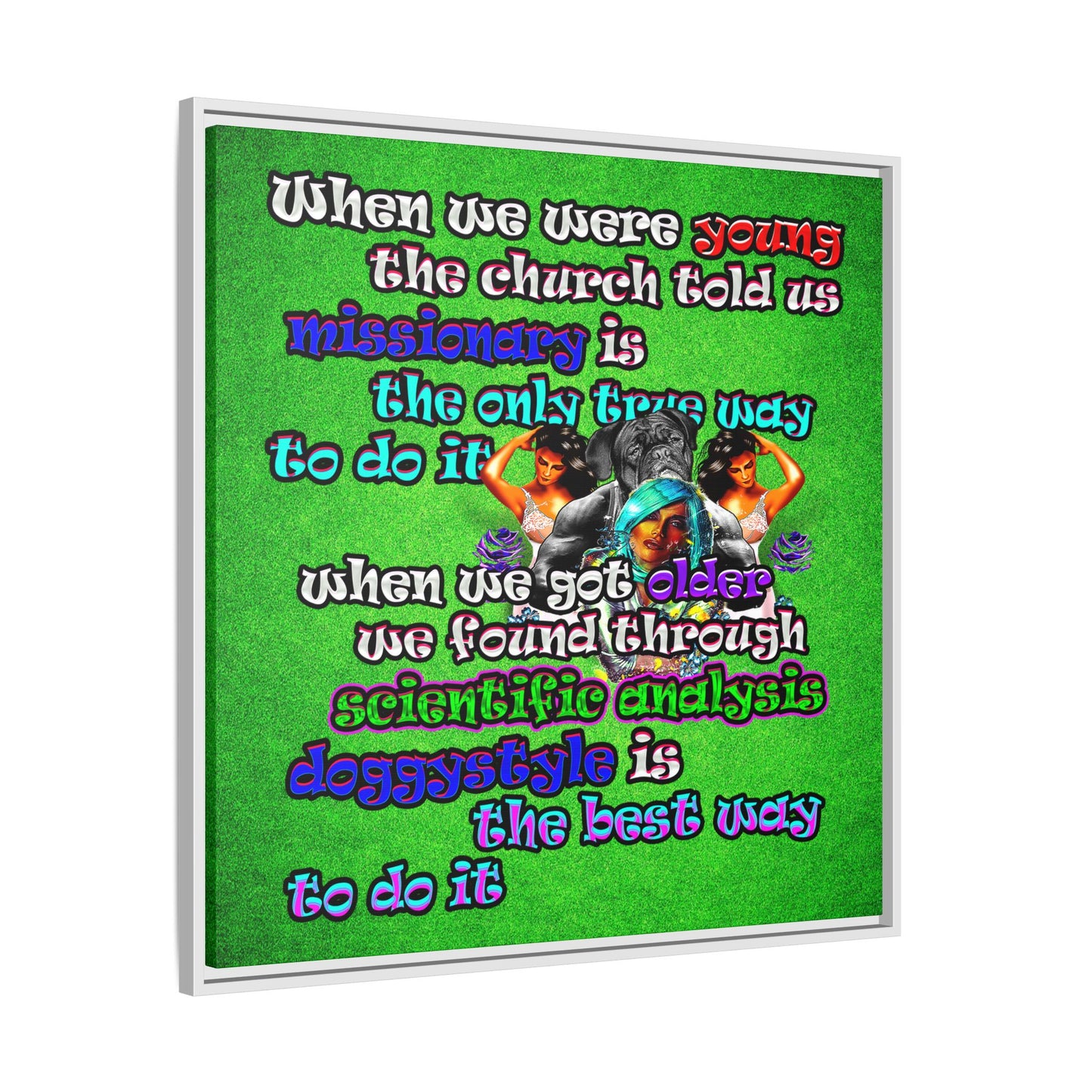 doggystyle - framed canvas art (green turf)