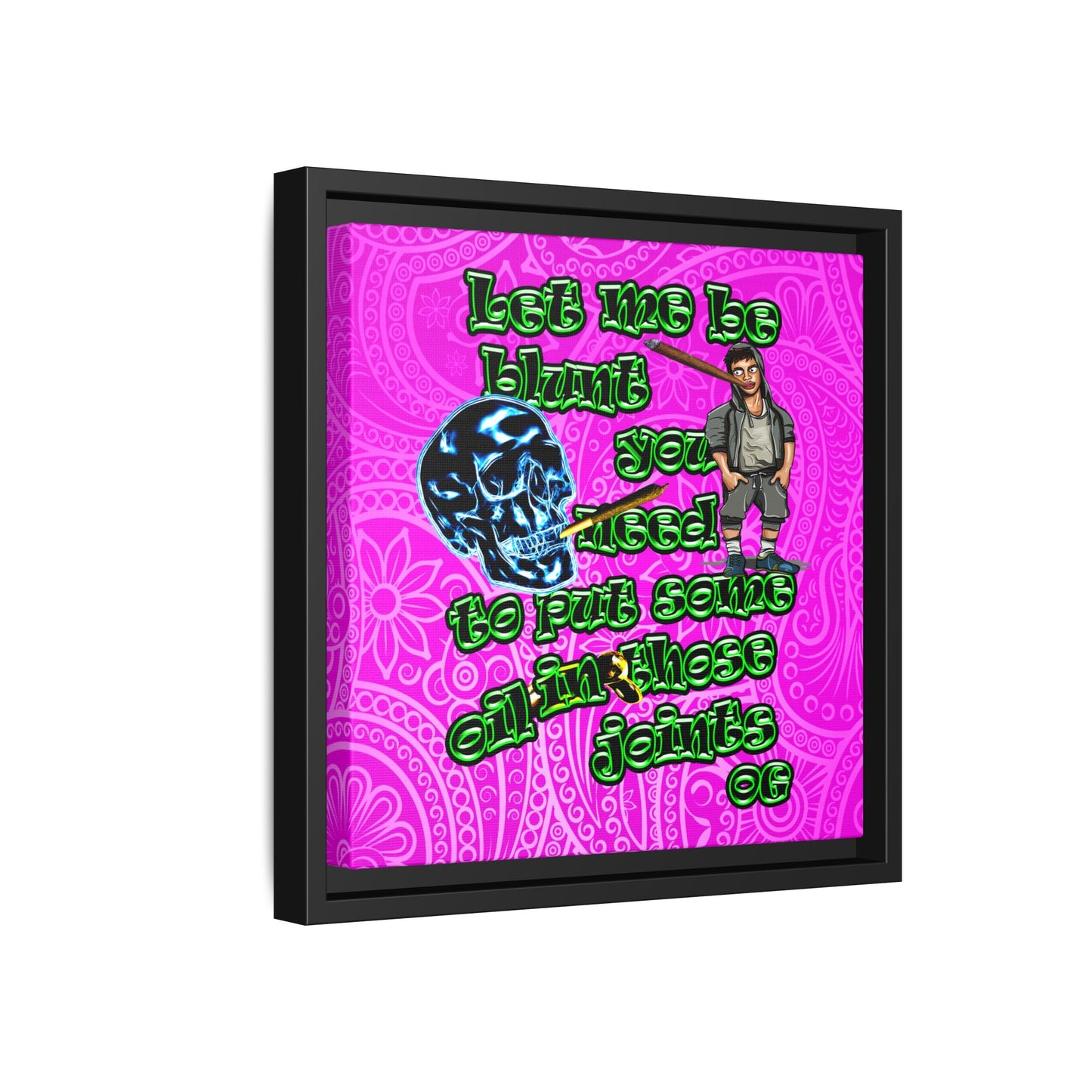 og - framed canvas art (pink swirl)