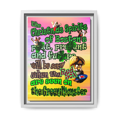 christmas spirits of boston - framed canvas art (color blur)