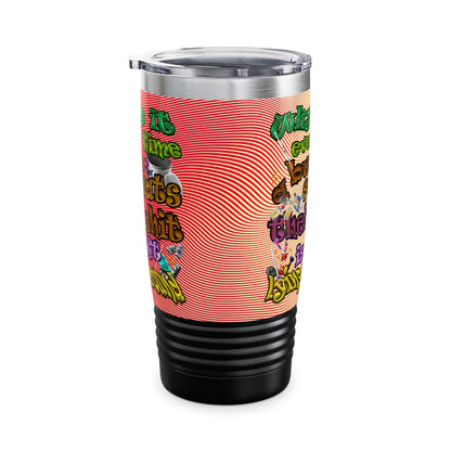 the bum's shit - Ringneck Tumbler, 20oz (yellow-orange wave)