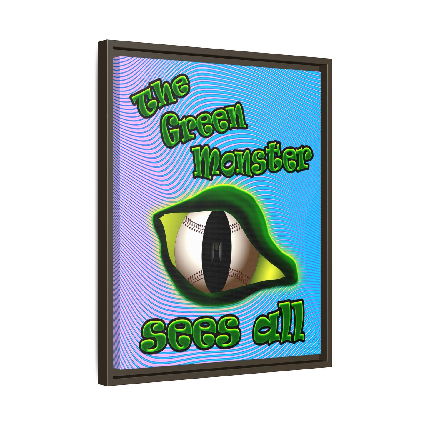 green monster - framed canvas art (light blue-purple wave)